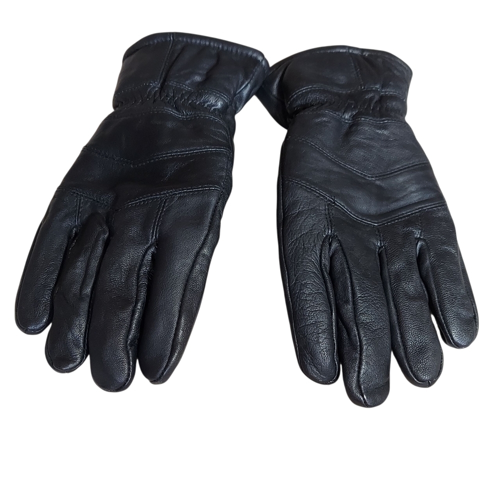 Men's Durable Black Leather Fleece Lined Gloves Large - Picture 10 of 10